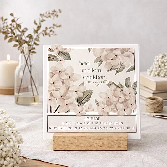 Christliche Tischkalender 2026 mit Holz Aufsteller, Bibelvers Kalender 2026 Kalender mit Bibelversen christliche Geschenke für Mama