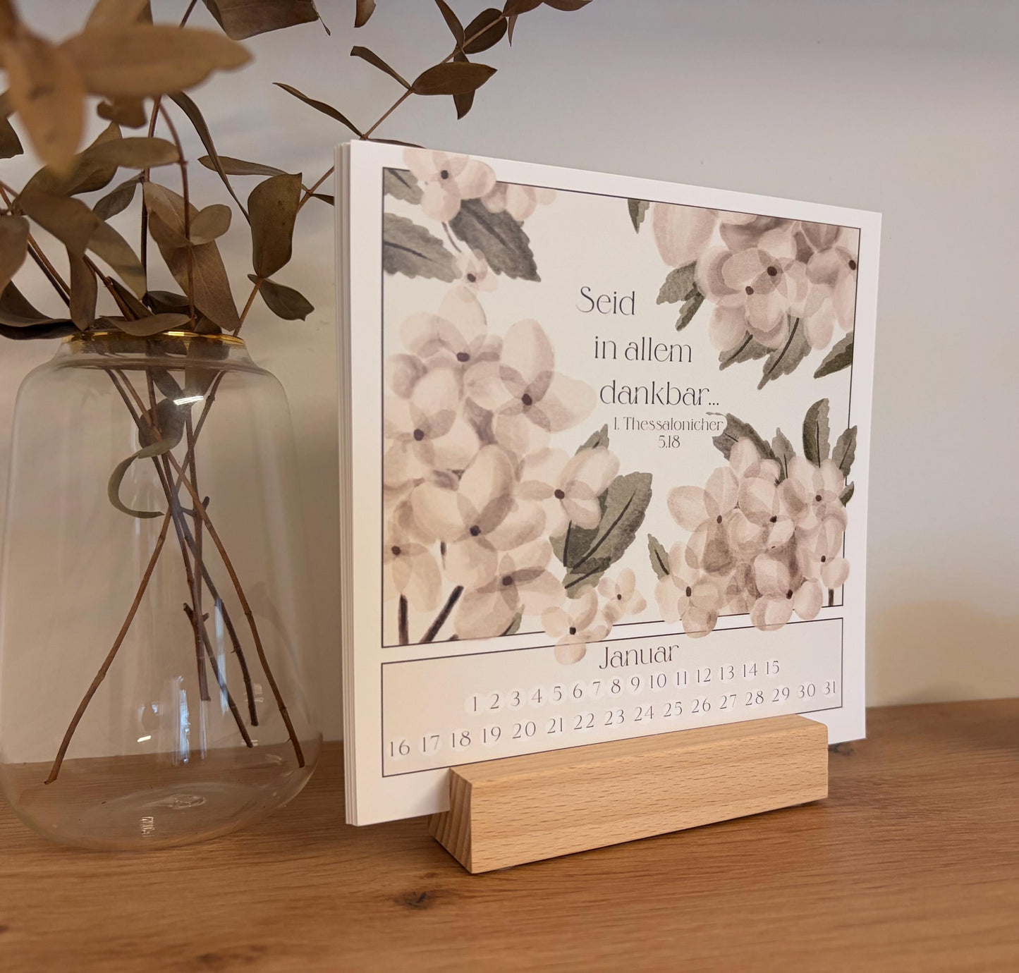 Christliche Tischkalender 2026 mit Holz Aufsteller, Bibelvers Kalender 2026 Kalender mit Bibelversen christliche Geschenke für Mama
