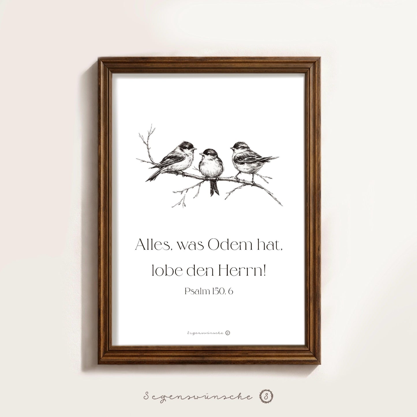 Christliche Poster Psalm 150,6 Poster Bibelvers Wandbild Christliche Dekoration Wildblumen Illustration christliches Geschenk zur Taufe