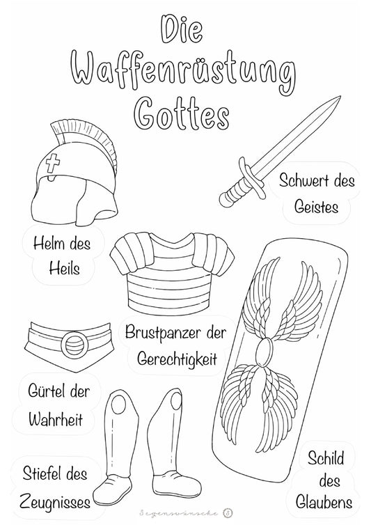 Christliche Ausmalbilder Kinder Bibelverse Malvorlagen Waffenrüstung Gottes Bastelideemädchen Sonntagsschule digitale bastel Vorlage Mädchen