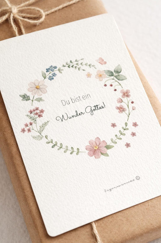 Baby Postkarte "Du bist ein Wunder Gottes" Karte zur Geburt