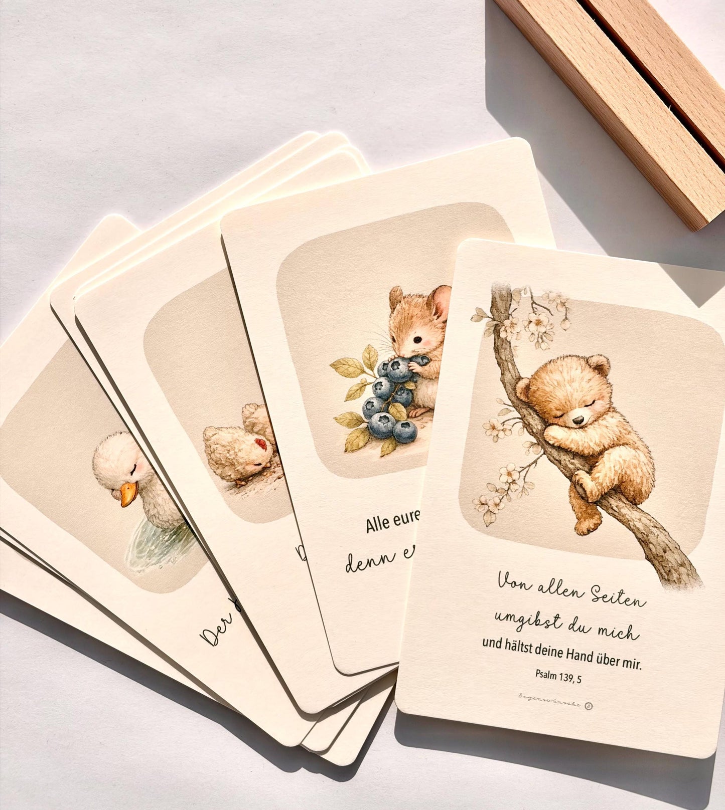 Bibelvers Karten Kinder, 10 Lernvers Karten mit Holzaufsteller, christliche Kinderkarten Bibelverse Kinder christliche lernkarten Kinder