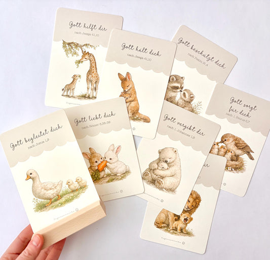 Ermutigungs Karten Kinder, 8 christliche Affirmationskarten mit Holzaufsteller, christliche Kinderkarten christliche lernkarten Kinder