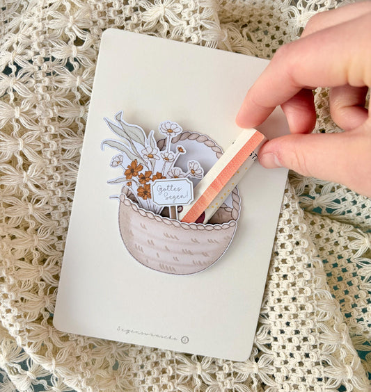 3D Postkarte "Geldschein Korb"Geldgeschenk Karte zum Geburtstag, Verlobung, Hochzeit, Taufe