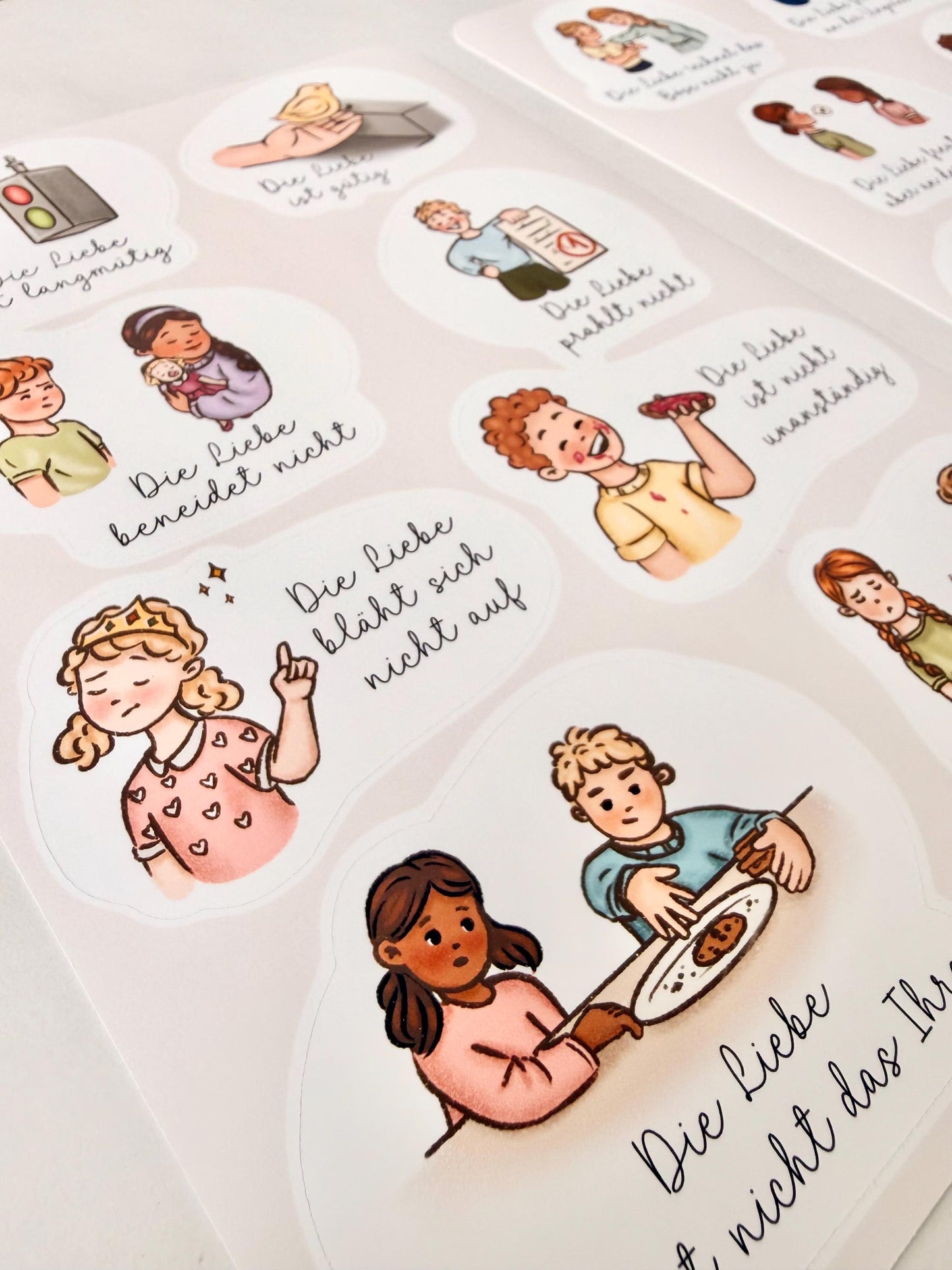 Hohelied der Liebe Sticker Christlicher Stickerbogen mit Bibelversen Bibelvers Sticker christliche Sticker deutsch 1. Korinther 13 Sticker