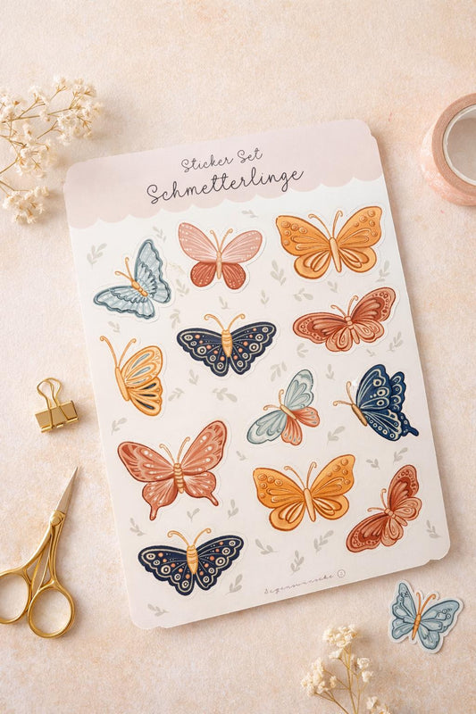 Schmetterlinge Stickerbogen für Mädchen Frühling Schmetterlinge Sticker Schmetterling Aufkleber Mädchen basteln Sticker deutsch