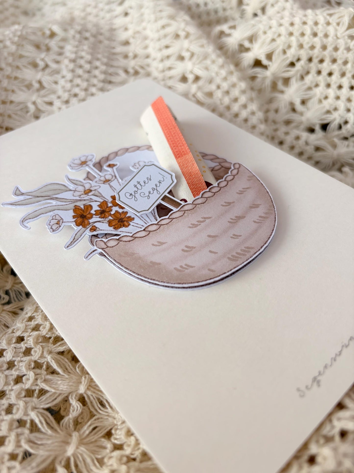 3D Postkarte "Geldschein Korb"Geldgeschenk Karte zum Geburtstag, Verlobung, Hochzeit, Taufe