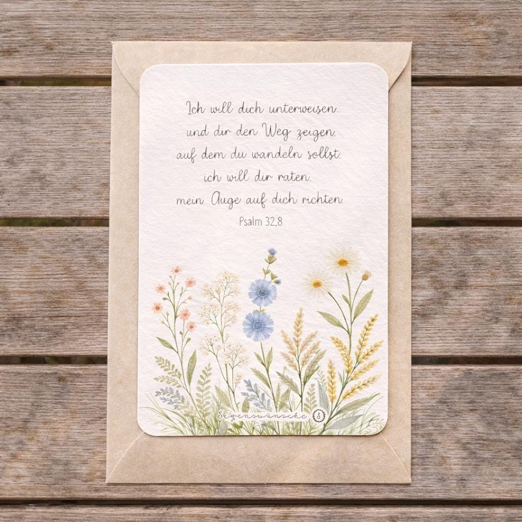 Postkarte Psalm 32,8 Karte zum Geburtstag, Verlobung, Hochzeit, Taufe