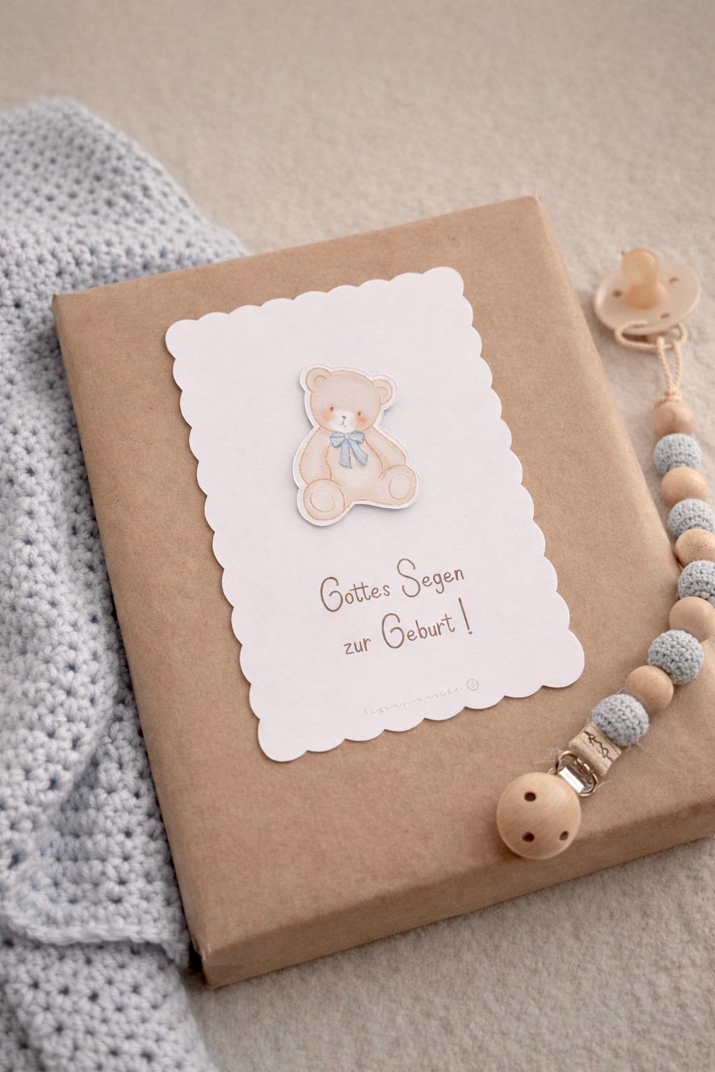 3D Postkarte Karte "Gottes Segen zur Geburt" für Jungs
