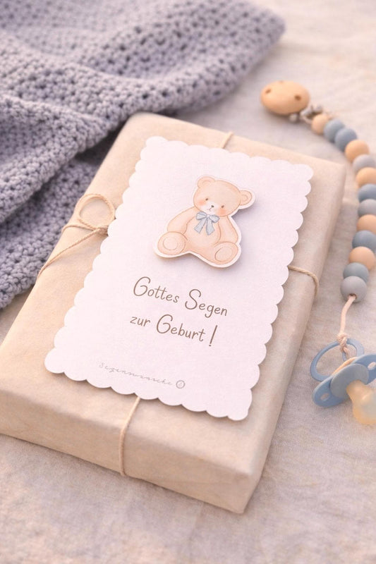 3D Postkarte Karte "Gottes Segen zur Geburt" für Jungs