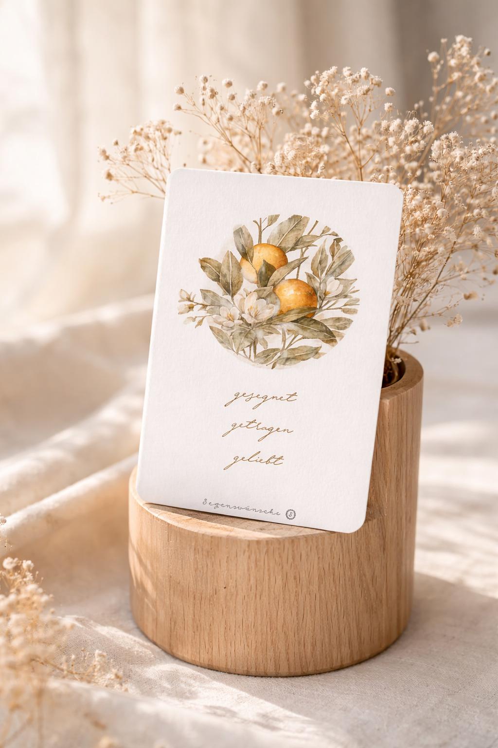 Postkarte "Gesegnet, getragen, geliebt", Karte zum  Geburtstag, Verlobung, Hochzeit
