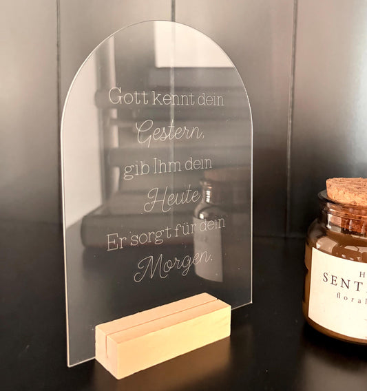 Christliche Deko, Acryl Schild mit christlichem Spruch modern Geschenk Taufe Kommunion Konfirmation Hochzeit Wanddeko minimalistisch