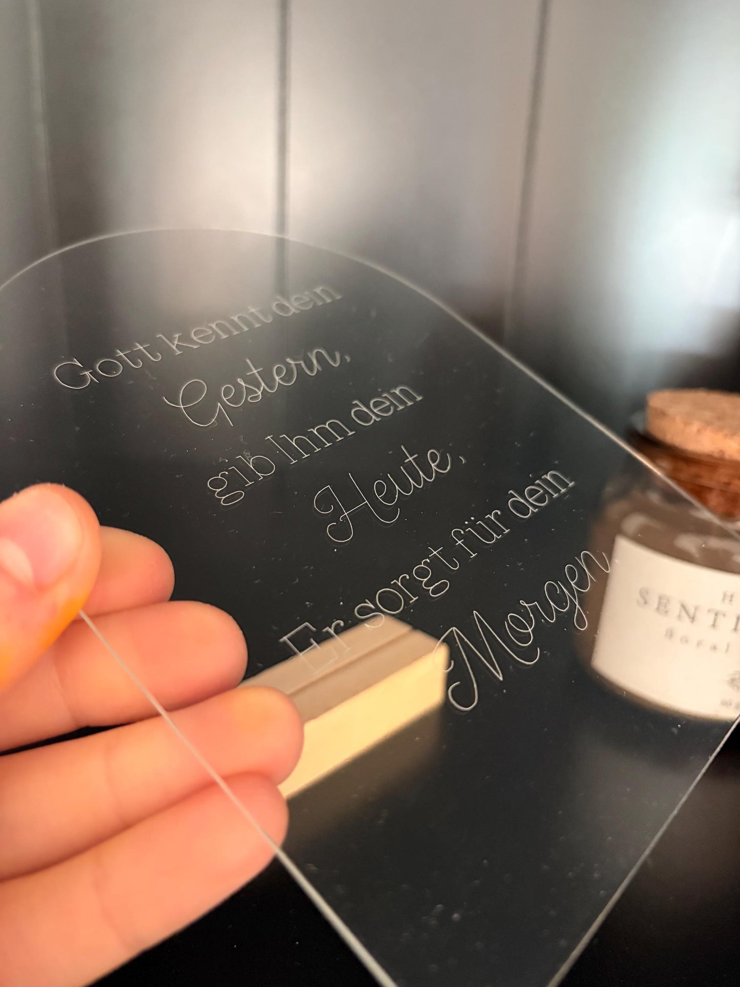 Christliche Deko, Acryl Schild mit christlichem Spruch modern Geschenk Taufe Kommunion Konfirmation Hochzeit Wanddeko minimalistisch