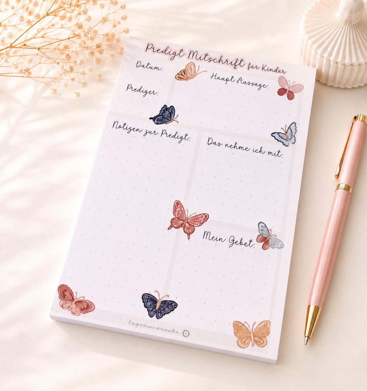 Notizblock A6 Predigt Mitschrift für Kinder Bibelarbeit Notizblock Stille Zeit Buch Christliches Notizbuch Christliches Geschenk 50 Seiten