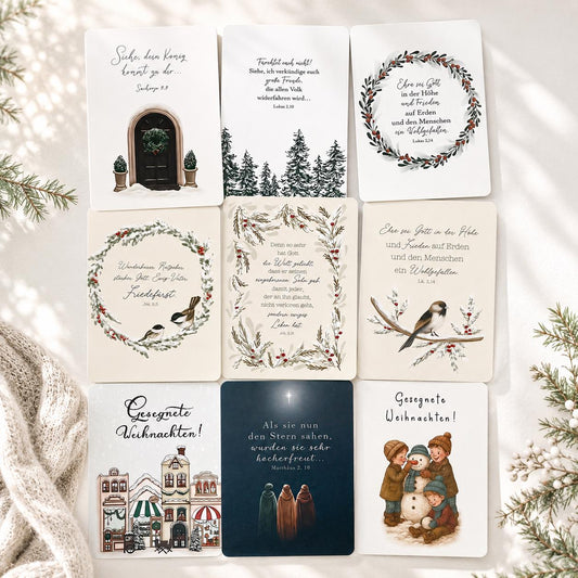 Postkarten Set, 9 Weihnachtskarten
