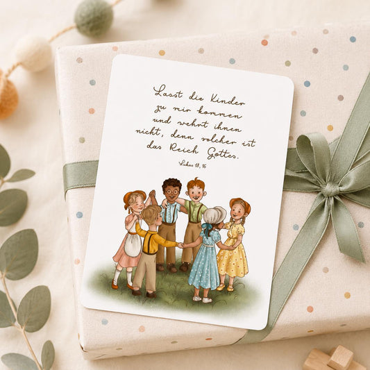 Postkarte für Kinder – Lukas 18,16