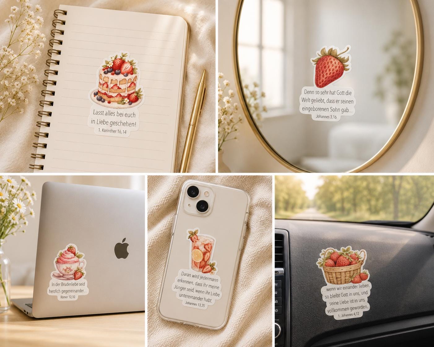 Die Frucht des Geistes Sticker Set „Liebe“ Christlicher Stickerbogen mit Bibelversen Bibelvers Sticker christliche Geschenke deutsch Sticker