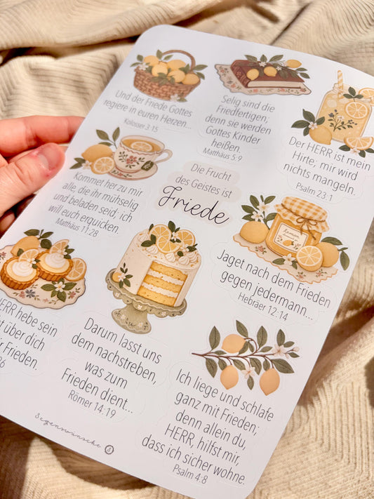 Die Frucht des Geistes Sticker Set „Friede“ Christlicher Stickerbogen mit Bibelvers Sticker christliche Geschenke deutsch Sticker