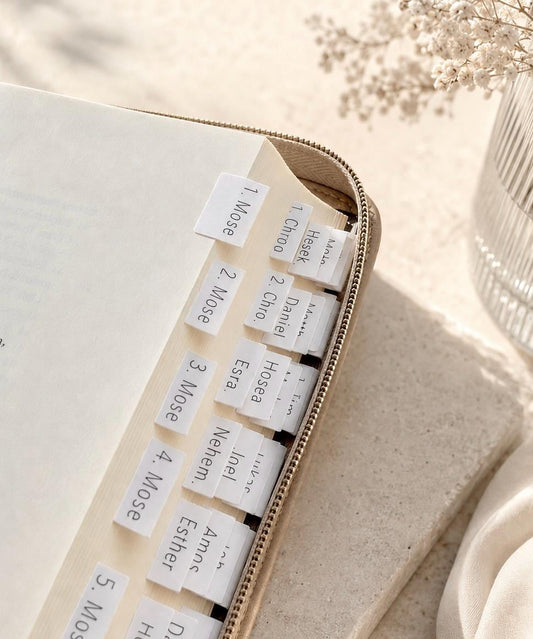Mini Bibelregister Deutsch | beige Bibel Tabs für Männer und Frauen Bibelregister für Taschenbibel, kleine Bibelregister, Bibel Journaling